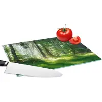 KitchenYeah Glazen Snijplank - 28x20 - Natuur - Bomen - Bos - Groen - Zon - Gras - Planten - Snijplanken Glas