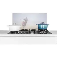 KitchenYeah Spatscherm keuken 60x30 cm - Kookplaat achterwand Hert - Gras - Mist - Muurbeschermer - Spatwand fornuis - Hoogwaardig aluminium