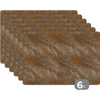 KitchenYeah Placemat - Placemats kunststof - Patroon - Graniet - Steen - 45x30 cm - 6 stuks - Hittebestendig - Anti-Slip - Onderlegger - Afneembaar