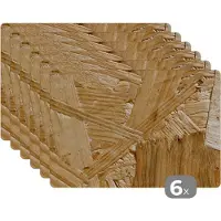 KitchenYeah Placemat - Placemats - OSB - Wood - Hout - Plank - Schutting - Tafel onderzetters - 45x30 cm - 6 stuks