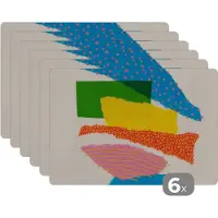 KitchenYeah Placemat - Placemats kunststof - Abstract - Kunst - Vormen - Regenboog - 45x30 cm - 6 stuks - Hittebestendig - Anti-Slip - Onderlegger - Afneembaar