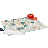 KitchenYeah Glazen Snijplank - 39x28 - Meisjes - Vlinder - Bloemen - Patronen - Girl - Kids - Kinderen - Kindje - Snijplanken Glas
