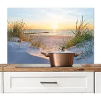 KitchenYeah Spatscherm keuken 100x65 cm - Kookplaat achterwand Strand - Duinen - Natuur - Muurbeschermer - Spatwand fornuis - Hoogwaardig aluminium