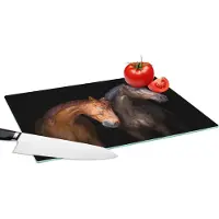 KitchenYeah Glazen Snijplank - 39x28 - Paarden - Dieren - Portret - Bruin - Snijplanken Glas