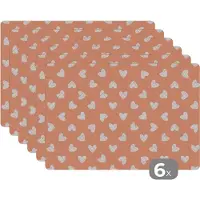 KitchenYeah Onderleggers placemat - Placemat - Patronen - Keuken - Design - Figuren - Hart - 45x30 cm - Placemats - 6 stuks