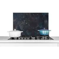 KitchenYeah Spatscherm keuken - Blauw - Zwart - Beton design - Achterwand keuken - Leisteen - Koken - Keuken - 70x50 cm - Keuken decoratie - Spatwand - Aluminium