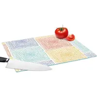 KitchenYeah Glazen Snijplank - 39x28 - Labyrint - Pastel - Stippen - Patroon - Snijplanken Glas