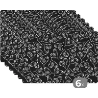 KitchenYeah Placemat kinderen - Placemat - Placemats kunststof - Meisjes - Hart - Bloemen - Patronen - Girl - Kids - Kinderen - Kindje - 45x30 cm - 6 stuks - Hittebestendig - Anti-Slip - Onderlegger - Afneembaar