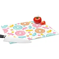 KitchenYeah Glazen Snijplank - 39x28 - Snoep - Donuts - Patronen - Snijplanken Glas
