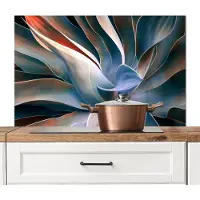 KitchenYeah Spatscherm keuken 100x65 cm - Kookplaat achterwand Bladeren - Natuur - Stilleven - Blauw - Muurbeschermer - Spatwand fornuis - Hoogwaardig aluminium