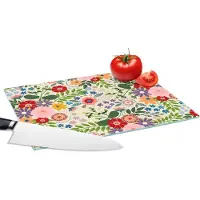 KitchenYeah Glazen Snijplank - 28x20 - Bladeren - Bloemen - Design - Snijplanken Glas