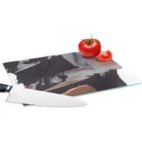 KitchenYeah Glazen Snijplank - 28x20 - Abstract - Verf - Goud - Snijplanken Glas