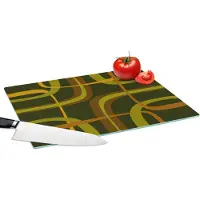 KitchenYeah Glazen Snijplank - 39x28 - Jaren 70 - Retro - Groen - Snijplanken Glas
