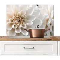 KitchenYeah Spatscherm keuken 80x55 cm - Kookplaat achterwand Bloemen - Wit - Natuur - Muurbeschermer - Spatwand fornuis - Hoogwaardig aluminium