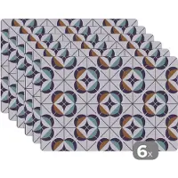 KitchenYeah Placemat - Placemats kunststof - Retro - Design - Geometrie - 45x30 cm - 6 stuks - Hittebestendig - Anti-Slip - Onderlegger - Afneembaar