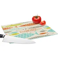 KitchenYeah Glazen Snijplank - 28x20 - Vis - Jaren 50 - Patroon - Snijplanken Glas