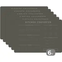 KitchenYeah Placemat - Placemats kunststof - Maatbeker - Maatlepel - Handleiding - Keuken - Koken - 45x30 cm - 6 stuks - Hittebestendig - Anti-Slip - Onderlegger - Afneembaar