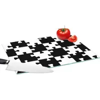 KitchenYeah Glazen Snijplank - 39x28 - Puzzel - Schaken - Patronen - Snijplanken Glas