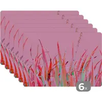 KitchenYeah Placemat - Placemats kunststof - Zomer - Planten - Pastel - 45x30 cm - 6 stuks - Hittebestendig - Anti-Slip - Onderlegger - Afneembaar