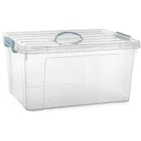 PlasticForte Opslagbox AZUL serie - met deksel - transparant - 54 liter - 60 x 45 x 30 cm - kunststof - opbergdoos - opbergen