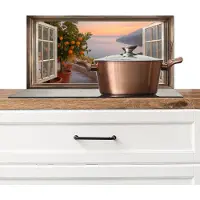 KitchenYeah Spatscherm keuken 70x30 cm - Kookplaat achterwand Doorkijk - Uitzicht - Meer - Landschap - Muurbeschermer - Spatwand fornuis - Hoogwaardig aluminium
