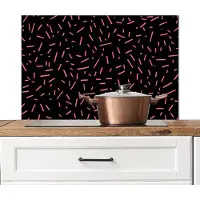 KitchenYeah Spatscherm keuken 90x60 cm - Kookplaat achterwand Streepjes - Roze - Abstract - Muurbeschermer - Spatwand fornuis - Hoogwaardig aluminium