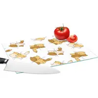 KitchenYeah Glazen Snijplank - 28x20 - Patronen - Kat - Kitten - Jongens - Meisjes - Kinderen - Kindje - Snijplanken Glas