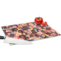 KitchenYeah Glazen Snijplank - 39x28 - Diversiteit - Patronen - Gezicht - Snijplanken Glas