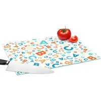 KitchenYeah Glazen Snijplank - 39x28 - Letters - Abc - Oranje - Blauw - Patronen - Snijplanken Glas