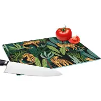 KitchenYeah Glazen Snijplank - 28x20 - Jungle - Panter - Patronen - Jongens - Meiden - Planten - Snijplanken Glas