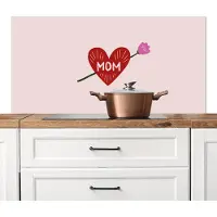 KitchenYeah Spatscherm keuken 120x60 cm - Kookplaat achterwand Hart - Rood - Bloem - Moeder - Muurbeschermer - Spatwand fornuis - Hoogwaardig aluminium