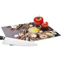 KitchenYeah Glazen Snijplank - 28x20 - Thee - Citroen - Honing - Donut - Kruiden - Snijplanken Glas