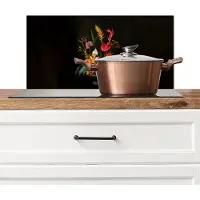 KitchenYeah Spatscherm keuken 60x30 cm - Kookplaat achterwand Schaal - Boeket - Bloemen - Muurbeschermer - Spatwand fornuis - Hoogwaardig aluminium