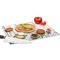 KitchenYeah Glazen Snijplank - 39x28 - Pasta - Basilicum - Groente - Snijplanken Glas