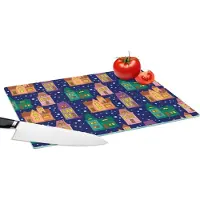 KitchenYeah Glazen Snijplank - 39x28 - Winter - Patroon - Huis - Snijplanken Glas
