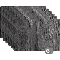 KitchenYeah Placemats - Steen - Zwart - Wit - Gesteente - 45x30 cm - Onderleggers borden - Keuken decoratie