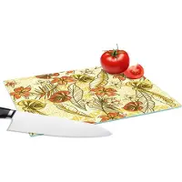 KitchenYeah Glazen Snijplank - 28x20 - Vintage - Bloemen - Bladeren - Hawaii - Patroon - Snijplanken Glas