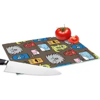 KitchenYeah Glazen Snijplank - 28x20 - Patronen - Monster - Dieren - Jongens - Kinderen - Kids - Snijplanken Glas