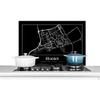 KitchenYeah Spatscherm keuken 80x55 cm - Kookplaat achterwand Stadskaart - Hoorn - Kaart - Plattegrond - Muurbeschermer - Spatwand fornuis - Hoogwaardig aluminium