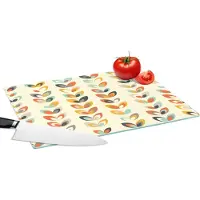 KitchenYeah Glazen Snijplank - 39x28 - Bladeren - Jaren 50 - Patroon - Snijplanken Glas