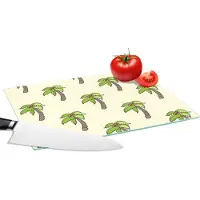 KitchenYeah Glazen Snijplank - 28x20 - Palmboom - Patronen - Kokosnoot - Tropisch - Snijplanken Glas