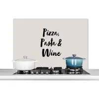 KitchenYeah Spatscherm keuken 100x65 cm - Kookplaat achterwand Quotes - Pizza, Pasta & Wine - Spreuken - Pizza lover - Wijn - Muurbeschermer - Spatwand fornuis - Hoogwaardig aluminium