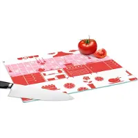KitchenYeah Glazen Snijplank - 39x28 - Patronen - Pannen - Design - Huis - Roze - Snijplanken Glas