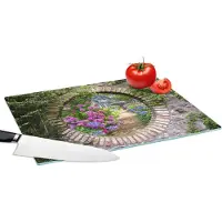 KitchenYeah Glazen Snijplank - 39x28 - Doorkijk - Bloemen - Hortensia - Zomer - Snijplanken Glas