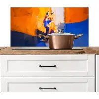 KitchenYeah Spatscherm keuken 80x40 cm - Kookplaat achterwand Vos - Oranje - Vormen - Abstract - Muurbeschermer - Spatwand fornuis - Hoogwaardig aluminium