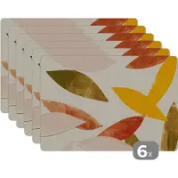 KitchenYeah Placemat - Placemats kunststof - Bladeren - Planten - Kleuren - Pastel - 45x30 cm - 6 stuks - Hittebestendig - Anti-Slip - Onderlegger - Afneembaar