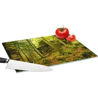 KitchenYeah Glazen Snijplank - 39x28 - Bomen - Steen - Bos - Natuur - Planten - Snijplanken Glas
