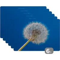 KitchenYeah Placemat - Placemats kunststof - Paardenbloem - Bloem - Terras - 45x30 cm - 6 stuks - Hittebestendig - Anti-Slip - Onderlegger - Afneembaar