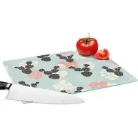 KitchenYeah Glazen Snijplank - 28x20 - Cactus - Monstera - Patronen - Pastel - Hawaii - Snijplanken Glas