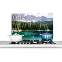 KitchenYeah Spatscherm - Bomen - Meer - Water - Berg - Natuur - Koken - 90x60 cm - Spatwand